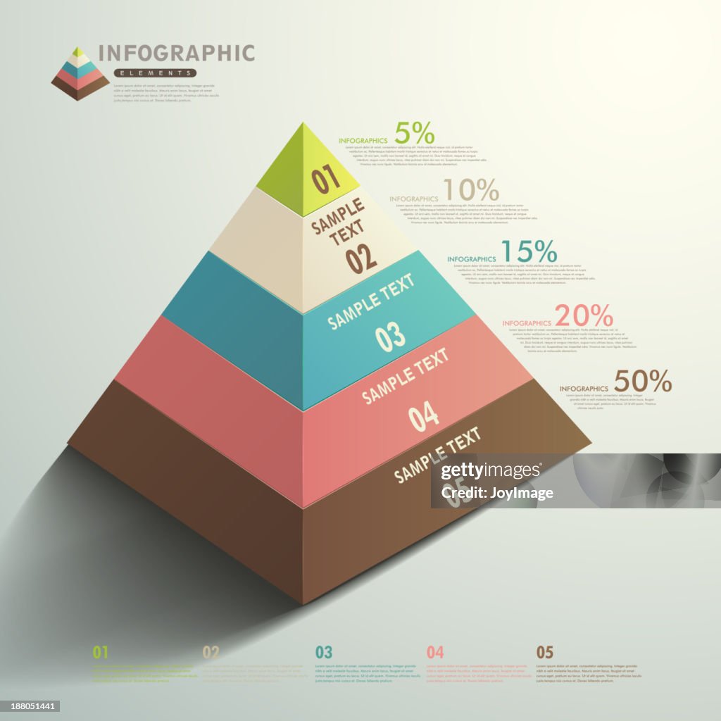 Percent Pyramid Vector Pyramid Percentage Infographic Chart High-Res Vector Graphic ...