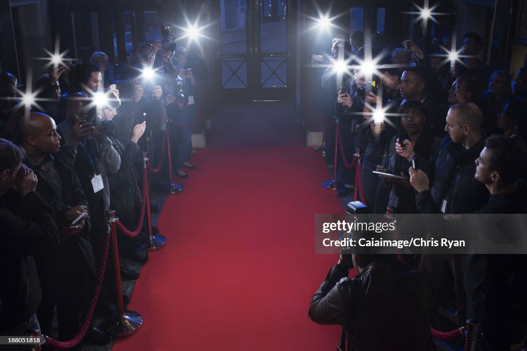 Paparazzi waiting on red carpet