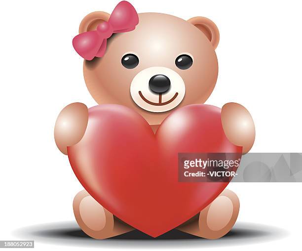 illustrazioni stock, clip art, cartoni animati e icone di tendenza di orso cuore rosso - statua di belle arti