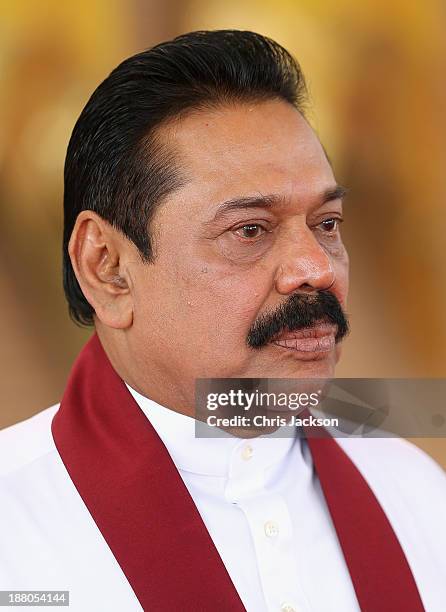 President Mahinda Rajapaksa of Sri Lanka ahead of the Commonwealth Heads of Government 2013 Opening Ceremony on November 15, 2013 in Colombo, Sri...