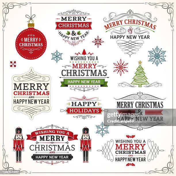 christmas labels and elements - nutcracker stock illustrations