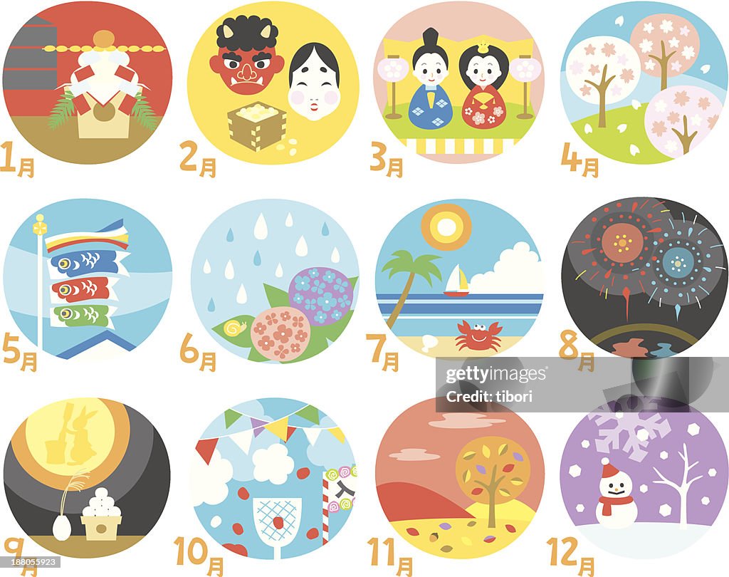 Japanese Sticker Calendar Japanese Calendar High-Res Vector Graphic - Getty Images