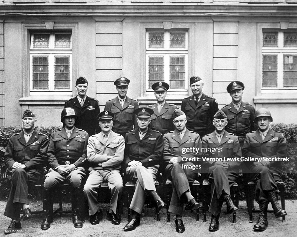 World War II photo of the senior American military commanders of the European Theater.