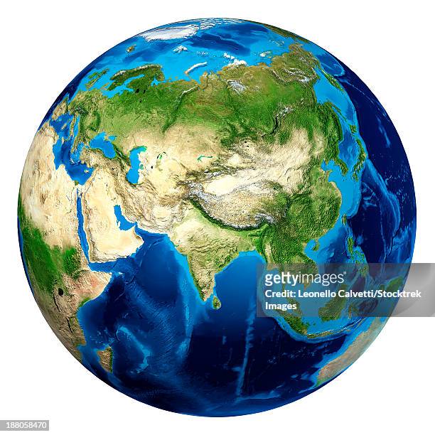 3d rendering of planet earth with clouds, centered on asia. - eastern hemisphere stock illustrations