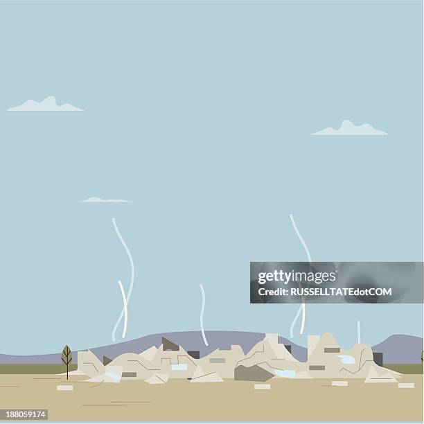 destroyed building - rubble stock illustrations