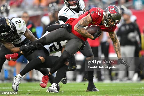 Mike Evans of the Tampa Bay Buccaneers catches a pass against the Jacksonville Jaguars during the second quarter at Raymond James Stadium on December...