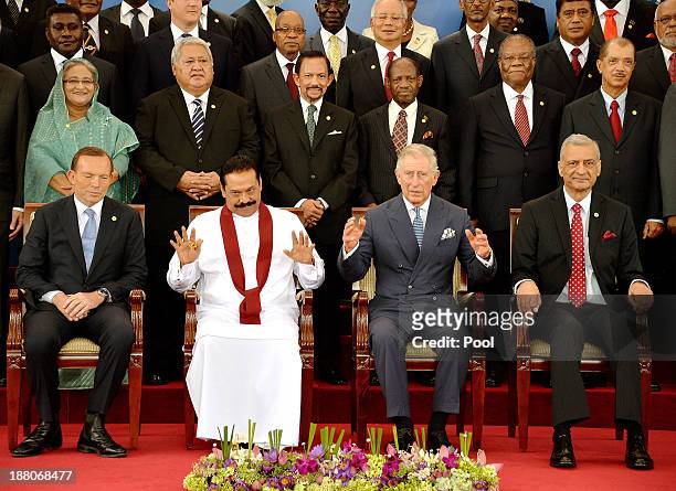 Australian Prime Minister Tony Abbott, President of Sri Lanka Mahinda Rajapaksa, Prince Charles, Prince of Wales and Secretary General of the...