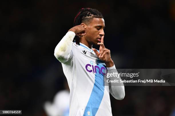 Michael Olise of Crystal Palace celebrates after scoring a goal during the Premier League match between Chelsea FC and Crystal Palace at Stamford...