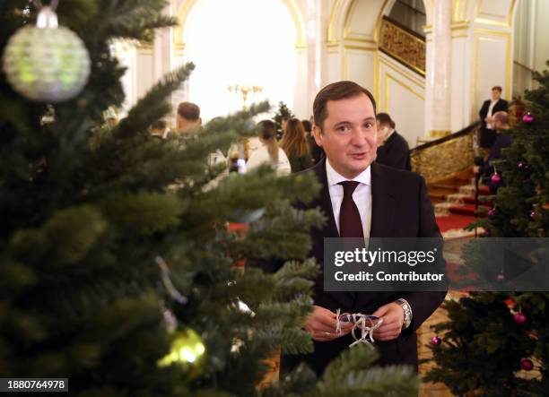 Governor of Murmansk Oblast region Andrei Chibis smiles during the State Council at the Grand Kremlin Palace on December 27 in Moscow, Russia....