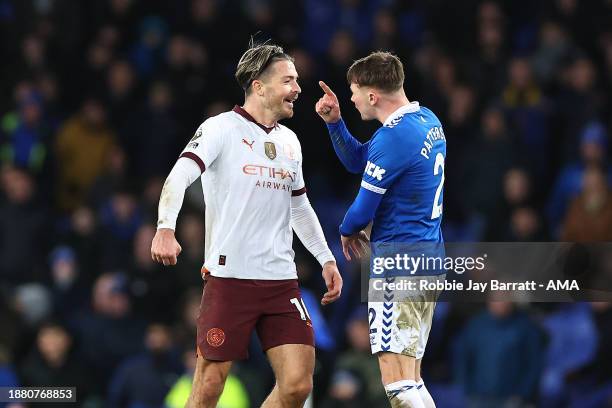 Jack Grealish of Manchester City and Nathan Patterson of Everton during the Premier League match between Everton FC and Manchester City at Goodison...