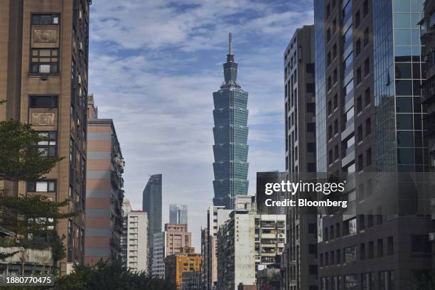 The Taipei 101 building in Taipei, Taiwan, on Wednesday, Dec. 27, 2023. Next month Taiwan holds presidential and legislature elections that will help...