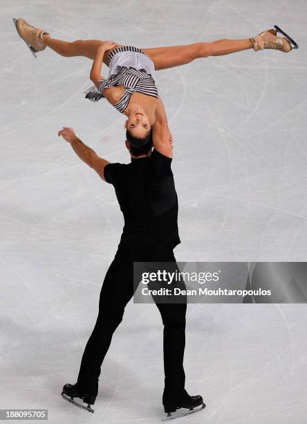 Vera Bazarova and Yuri Larionov of Russia perform in the Paris Short Program during day one of Trophee Eric Bompard ISU Grand Prix of Figure Skating...