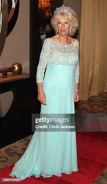 Camilla, Duchess of Cornwall attends the CHOGM Dinner at the Cinnamon Lakeside Hotel during the Commonwealth Heads of Government 2013 Opening...