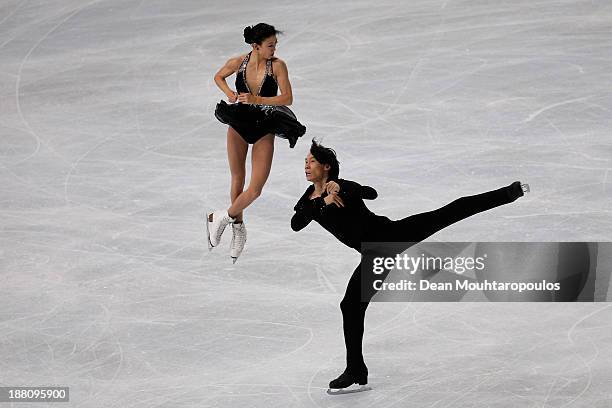 Qing Pang and Jian Tong of China perform in the Paris Short Program during day one of Trophee Eric Bompard ISU Grand Prix of Figure Skating 2013/2014...