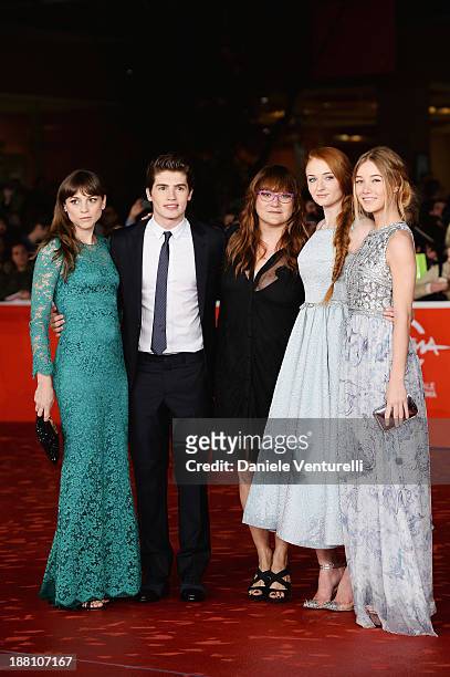 Actors Gregg Sulkin,Leonor Watling with director Isabel Coixet and actresses Sophie Turner,Charlotte Vega attend 'Another Me' Premiere during The 8th...