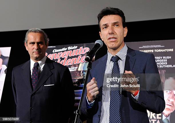 Rodrigo Cipriani Foresio, Chairman of Luce Cinecitta and Italian Consul General Giuseppe Perrone attend Cinema Italian Style 2013 "The Great Beauty"...