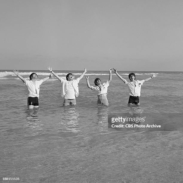 The Beatles at Miami Beach, Florida for THE ED SULLIVAN SHOW. From left: Ringo Starr, George Harrison, John Lennon and Paul McCartney. Image dated...