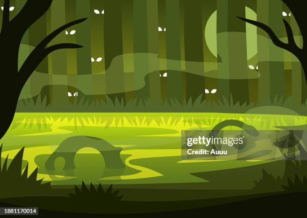 horizontal halloween background illustration in flat style - full moon wallpaper stock illustrations