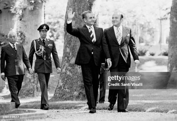 The Shah of Iran saluting on June 12, 1977 in Tehran, Iran.