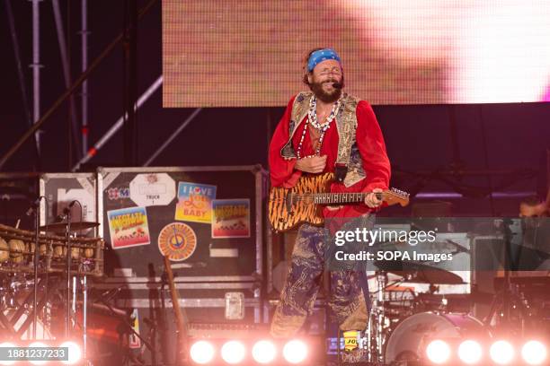 Italian singer-songwriter, Lorenzo Cherubini, also known as, alias Jovanotti, performs live during Jova beach party at Flava Beach in Castelvolturno .