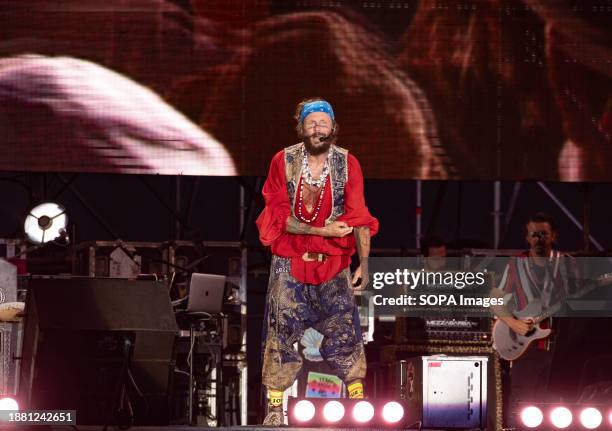 Italian singer-songwriter, Lorenzo Cherubini, also known as, alias Jovanotti, performs live during Jova beach party at Flava Beach in Castelvolturno .