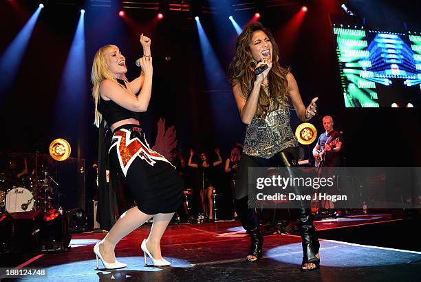 Natasha Bedingfield and Nicole Scherzinger perform onstage at The Global Angel Awards at the Roundhouse on November 15, 2013 in London, England.