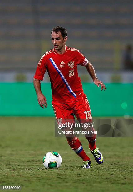 Roman Shirokov of Russia in action during the International Football match between Serbia and Russia at the Zabeel Stauduim on November 15, 2013 in...