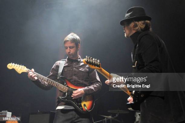 Joel Stocker and Lucas Crowther of The Rifles performs on stage at The Forum on November 15, 2013 in London, United Kingdom.