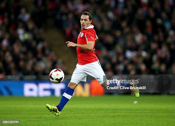 Marcelo Diaz of Chile in action during the international friendly match between England and Chile at Wembley Stadium on November 15, 2013 in London,...
