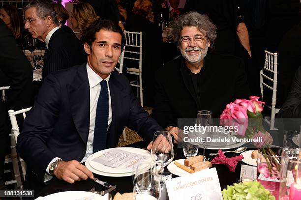 Bernardo Corradi and Roy de Vita attend the Gala Dinner for 'La Migliore Offerta' during The 8th Rome Film Festival on November 15, 2013 in Rome,...