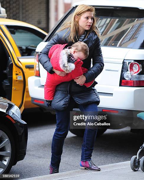 Claire Danes, Cyrus Michael Christopher Dancy and Hugh Dancy are seen in Soho on November 15, 2013 in New York City.