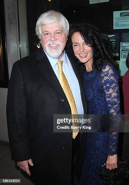 Activist/tv personality Captain Paul Watson and activist Karen Dawn attend 'The Ghosts In Our Machine' - Los Angeles Premiere on November 15, 2013 at...