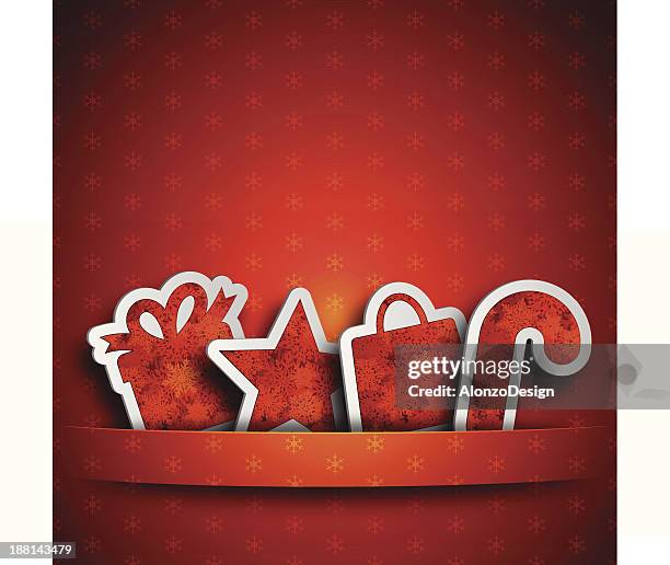 red christmas tags - brown paper bag background stock illustrations