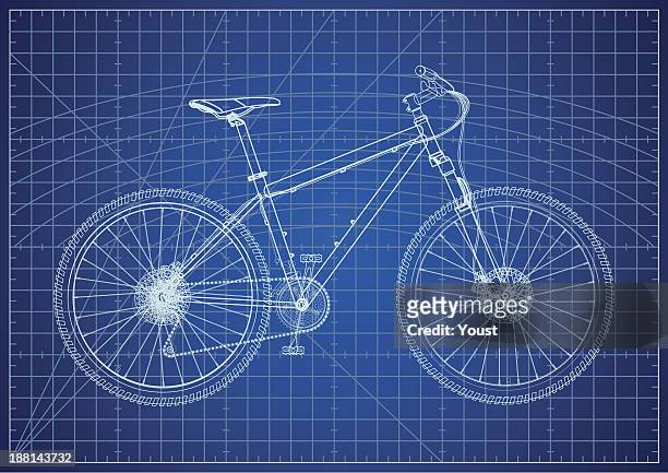 ilustrações de stock, clip art, desenhos animados e ícones de bicicleta cópia heliográfica - modell