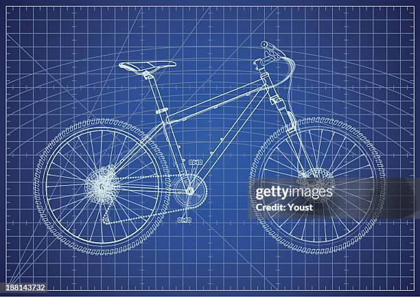 bicycle blueprint - modell stock illustrations