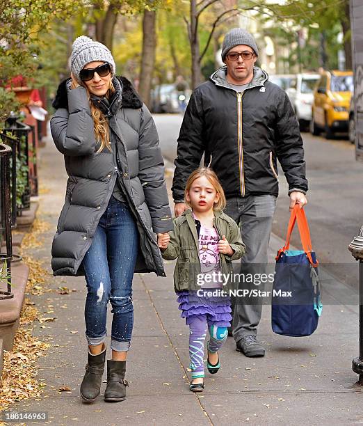 Actress Sarah Jessica Parker, Tabitha Broderick and Matthew Broderick are seen on November 15, 2013 in New York City.