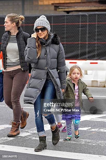 Sarah Jessica Parker and Tabitha Broderick are seen on November 15, 2013 in New York City.