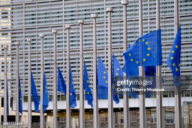 The EU Flags are half-mast in front of the Berlaymont, the EU Commission headquarter in tribute to the death of the former EU Commission President...