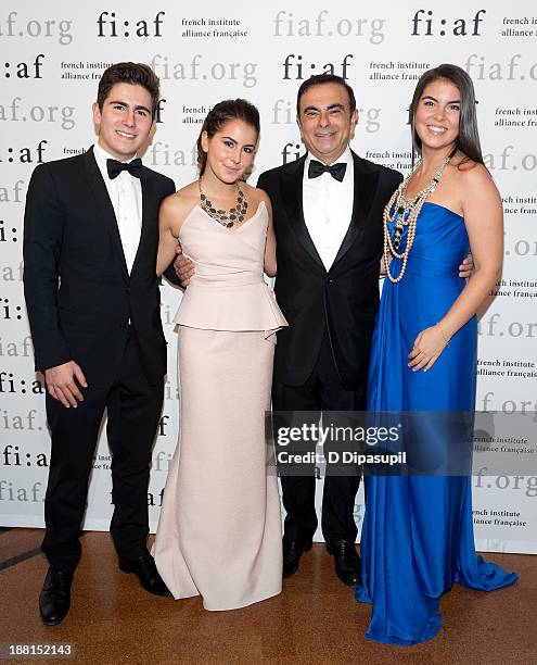 Anthony Ghosn, Maya Ghosn, Carlos Ghosn, and Caroline Ghosn attend the 2013 Trophee Des Arts gala on November 15, 2013 in New York City.