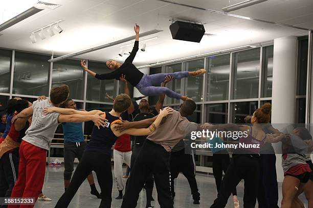 Dancers perform at the Ellington Program rehearsals at the Alvin Ailey American Dance Theater on November 15, 2013 in New York City.