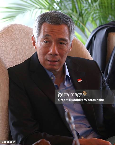 Singapore Prime Minister Lee Hsien Loong attends the Heads of State meeting at Waters Edge on November 16, 2013 in Colombo, Sri Lanka. The biannual...