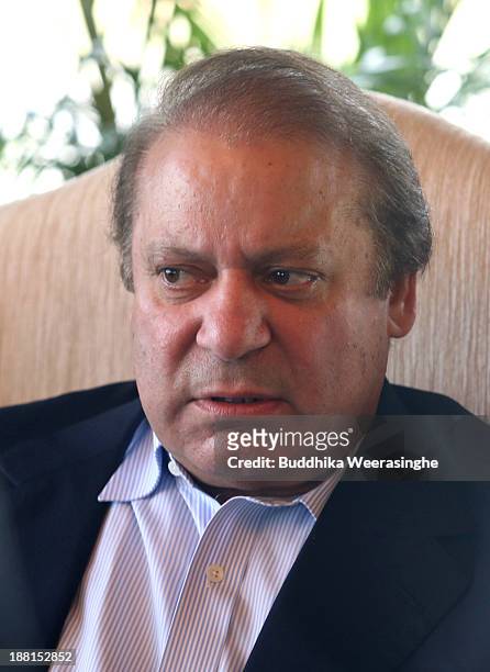 Pakistan Prime Minister Muhammad Nawaz Sharif attends the Heads of State meeting at Waters Edge on November 16, 2013 in Colombo, Sri Lanka. The...