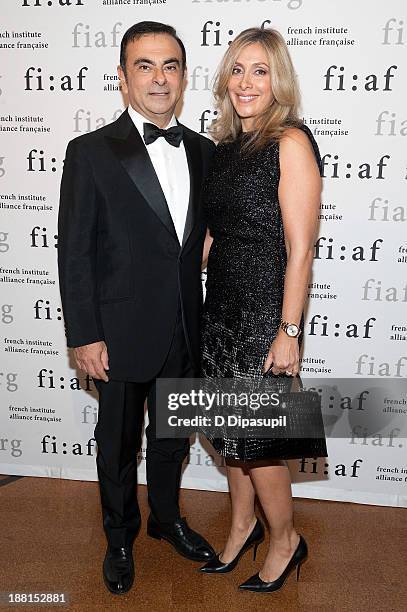 Renault-Nissan Alliance Chairman and CEO Carlos Ghosn and Carole Nahas attend the 2013 Trophee Des Arts gala on November 15, 2013 in New York City.