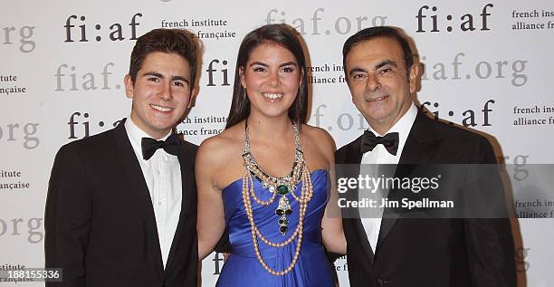 Anthony Ghosn, Caroline Ghosn and businessman Carlos Ghosn attend the 2013 Trophee Des Arts gala on November 15, 2013 in New York City.