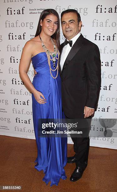 Caroline Ghosn and businessman Carlos Ghosn attend the 2013 Trophee Des Arts gala on November 15, 2013 in New York City.