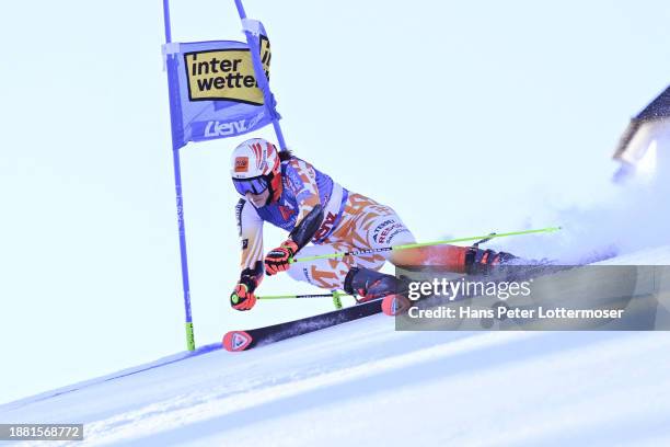 Petra Vlhova of Slovakia in action during the Women's Giant Slalom during the first run Audi FIS Alpine Ski World Cup on December 28, 2023 in Lienz,...