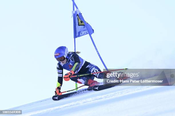 Mikaela Shiffrin of United States of America in action during the Women's Giant Slalom during the first run Audi FIS Alpine Ski World Cup on December...