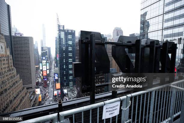 New Year's Eve organizers unveil the new design of New Year's Eve ball atop One Times Square ahead of the big celebration in New York, United States...