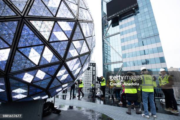 New Year's Eve organizers unveil the new design of New Year's Eve ball atop One Times Square ahead of the big celebration in New York, United States...