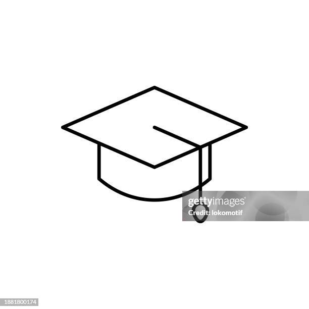 bildbanksillustrationer, clip art samt tecknat material och ikoner med mortarboard line icon with editable stroke. the icon is suitable for web design, mobile apps, ui, ux, and gui design. - hatt